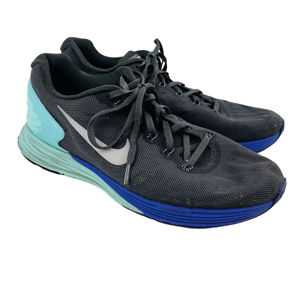 Womens 10 Nike Lunarglide 6 Running Shoe Black Turquoise Purple Athletic Sneaker - Picture 1 of 9